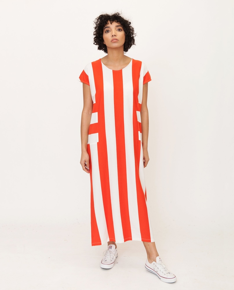 18 03 29 Beaumont Organic Cotton Dress In Red And Cream 2